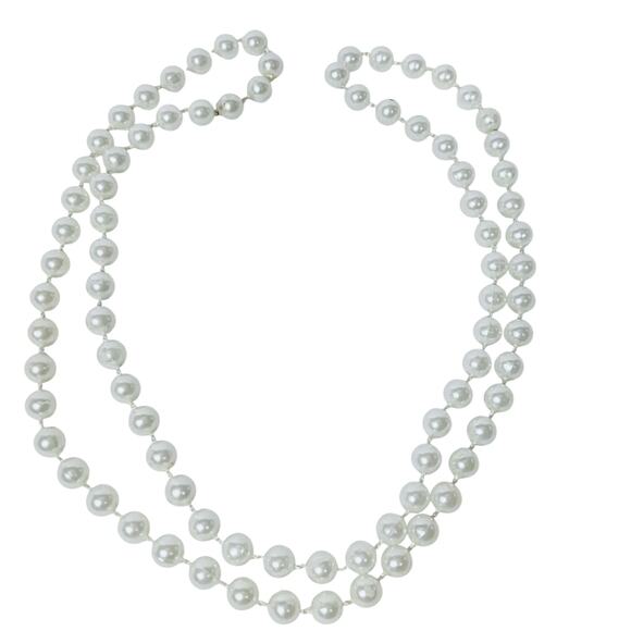 Vintage Faux Pearl Strand Necklace 15" White Cream Beaded - Picture 1 of 4